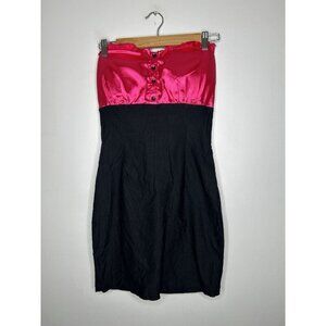 Body Central Vintage Black Pink Corset Look  Top Sleeveless Y2K Mini Dress